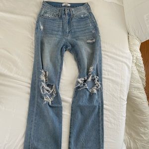 Distressed Blue Jeans